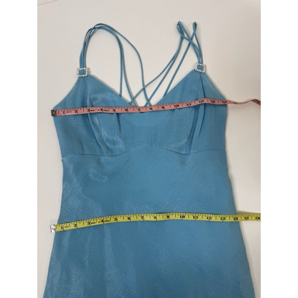 Y2K Teal Prom Dress Formal Slip Style Maxi Small - Picture 8 of 10